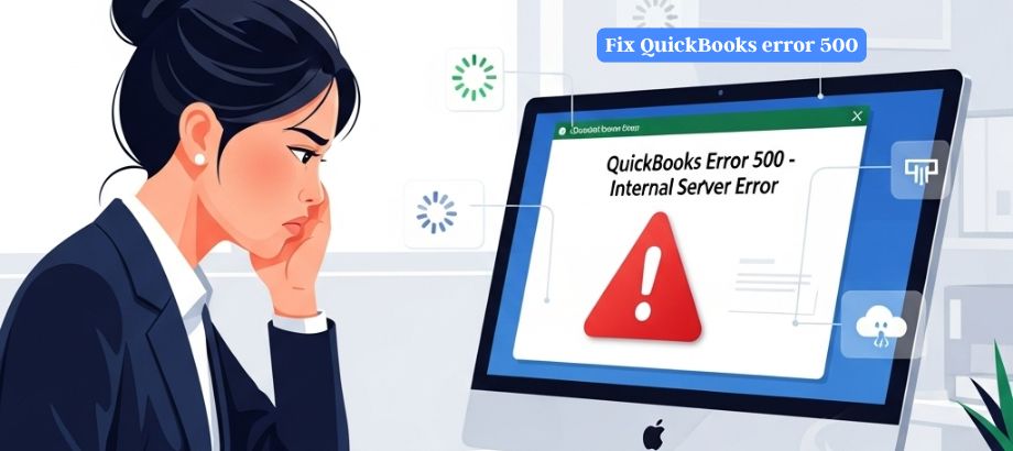 User encountering QuickBooks Error 500 internal server issue on desktop screen