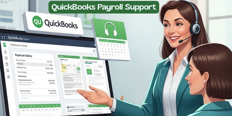 "QuickBooks Payroll Support representative assisting a business owner with payroll and tax filing issues on a laptop