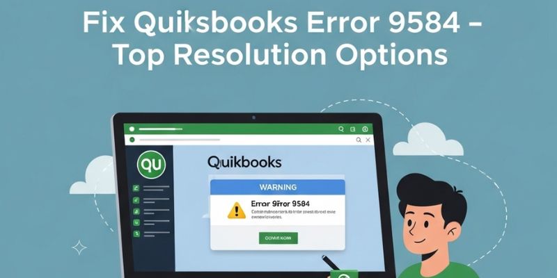 User troubleshooting QuickBooks Online Error 9584 on a computer screen – step-by-step guide to fix sync and login issues